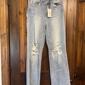 Judy Blue Light Wash Distressed Bootcut Jeans